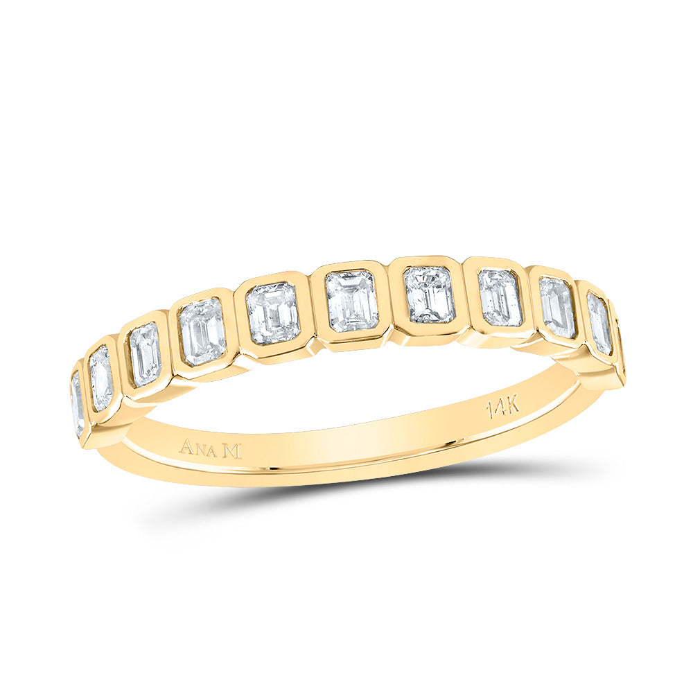 14kt Yellow Gold 5/8 Cttw Diamond Ana M Fashion Octagon Wedding Engagement Anniversary Band, Women Size: 5-9
