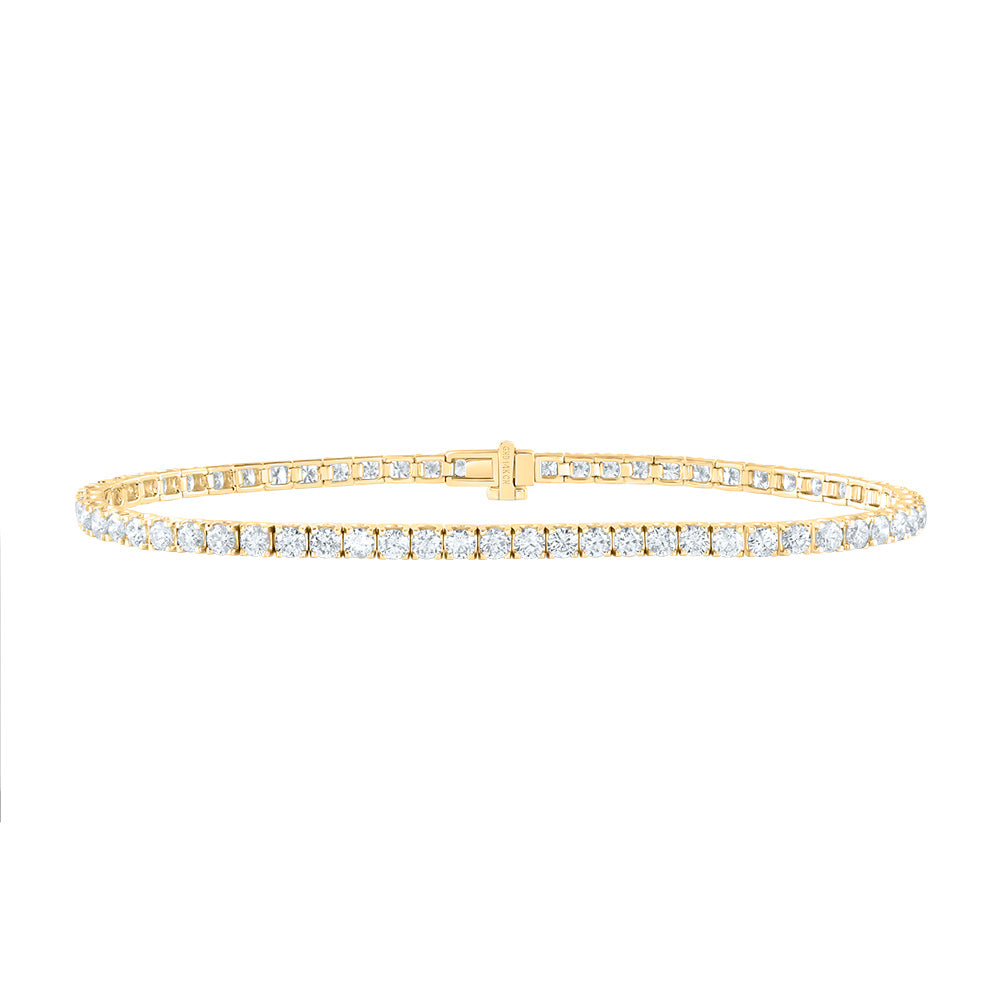 14kt Yellow Gold 3 1/3 Cttw Diamond Fashion Tennis Bracelet, Length: 7 Inch