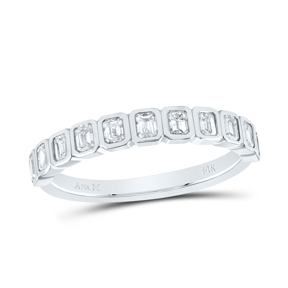14kt White Gold 5/8 Cttw Diamond Ana M Fashion Octagon Wedding Engagement Anniversary Band, Women Size: 5-9