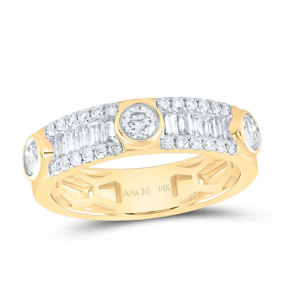 14kt Yellow Gold 3/4 Cttw Diamond Ana M Wedding Engagement Fashion Band, Women Size: 5-9