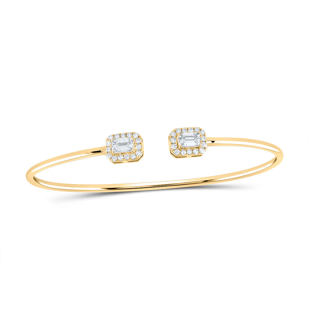 14kt Yellow Gold 7/8 Cttw Diamond Ana M and 1/3 Cttw Emerald Fashion Bangle