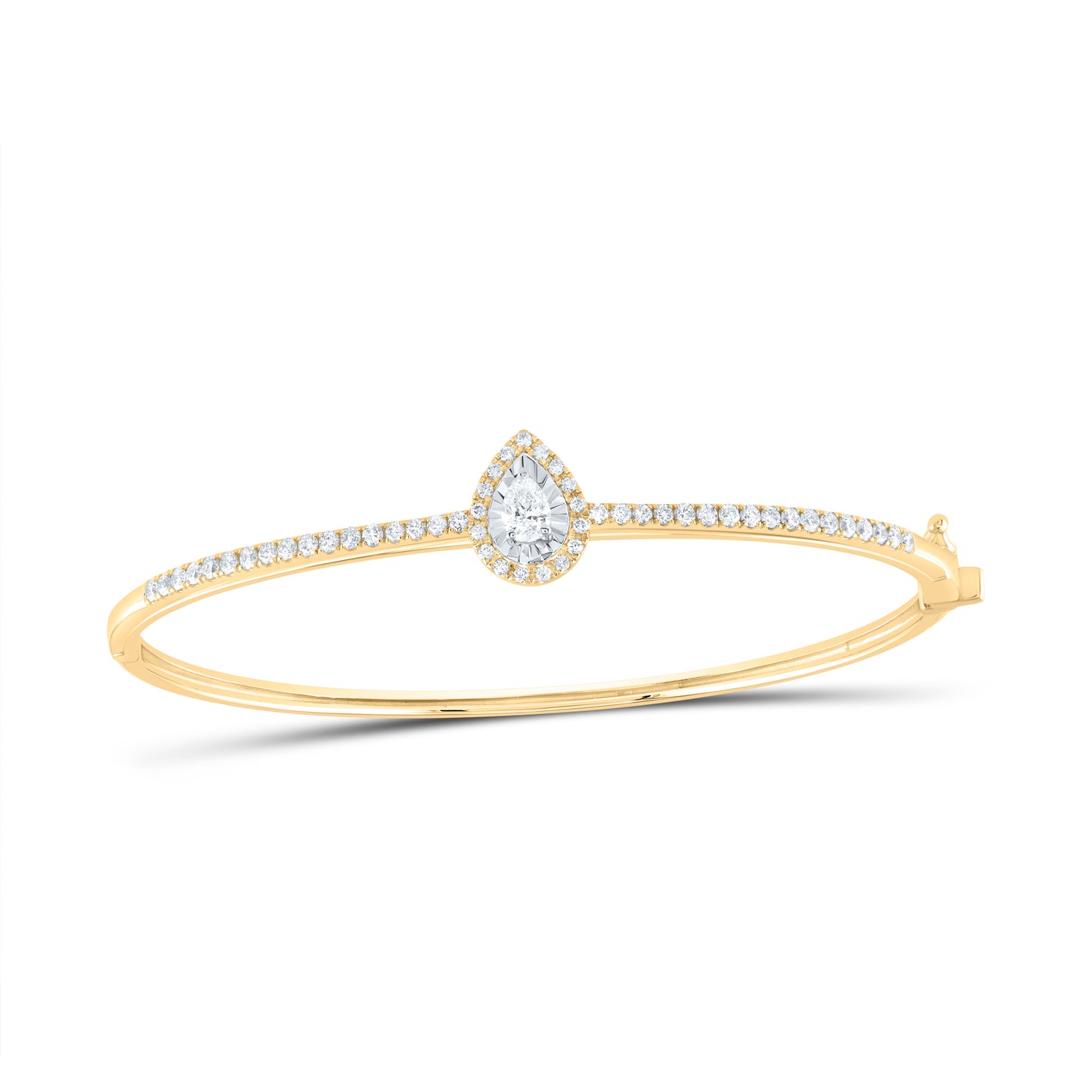 14K Yellow Gold 5/8 Ctw Natural Diamond 1/5 Ct-Cps Fashion Pear Bangle
