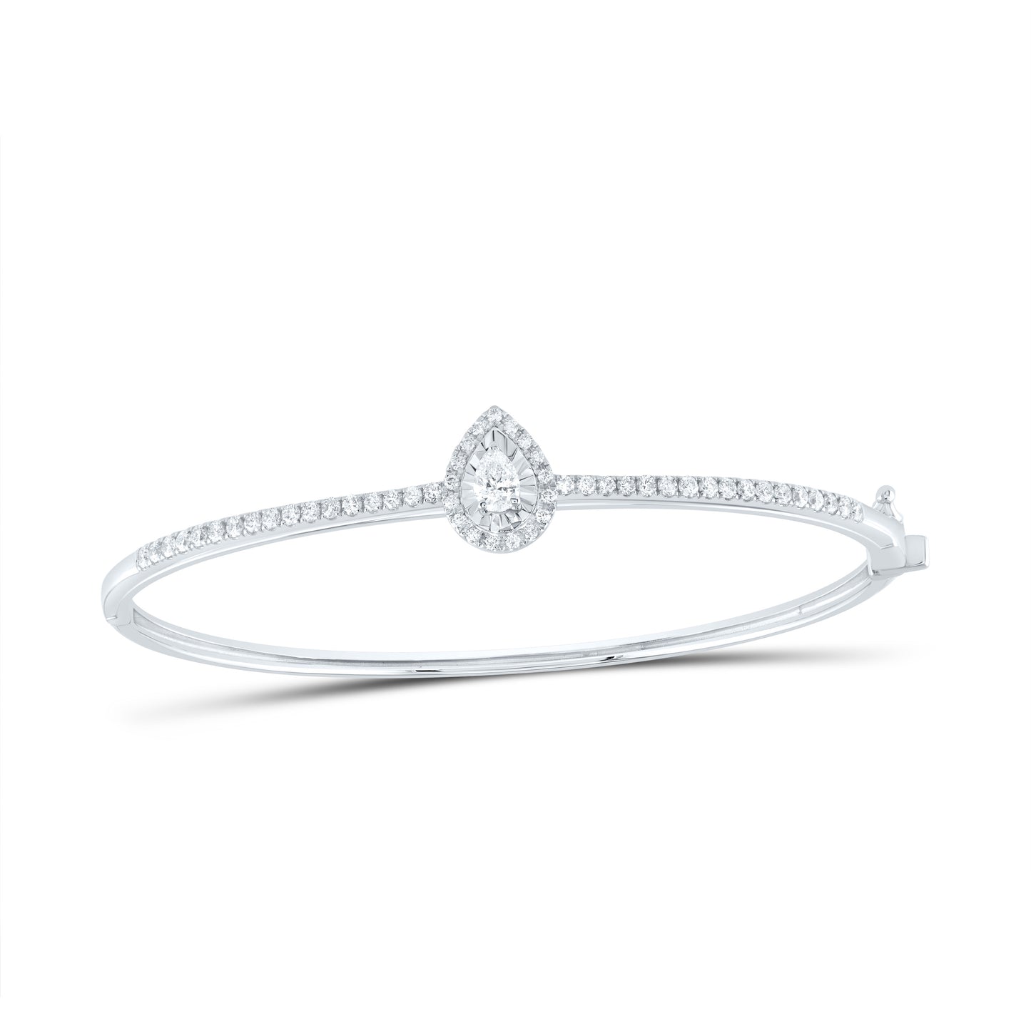 14kt White Gold 5/8 Cttw Diamond Ana M and 1/5 Cttw Pear Fashion Pear Bangle