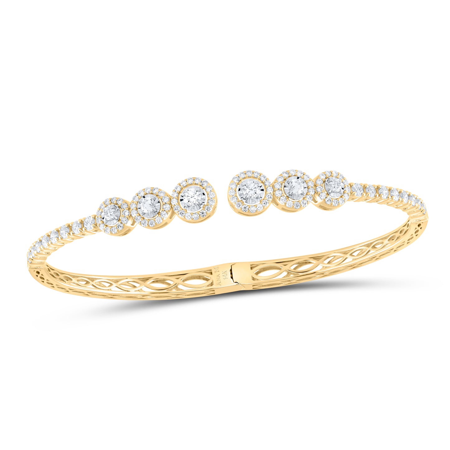14kt Yellow Gold 1 1/5 Cttw Diamond Ana M Fashion Bangle