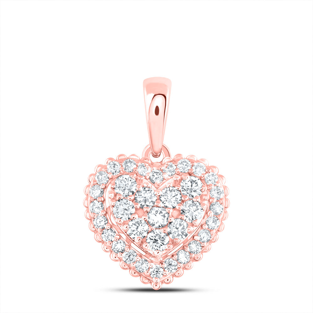 14kt Rose Gold 1/2 Cttw Natural Diamond Ana M Fashion Heart Pendant
