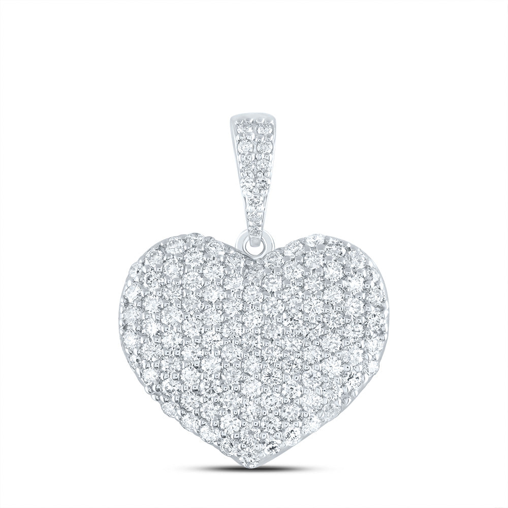 14kt White Gold 1 1/3 Cttw Natural Diamond Ana M Fashion Heart Pendant