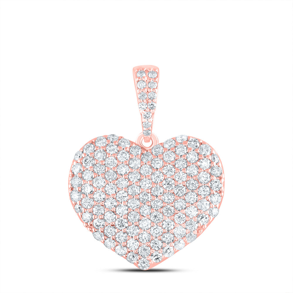 14kt Rose Gold 1 1/3 Cttw Natural Diamond Ana M Fashion Heart Pendant