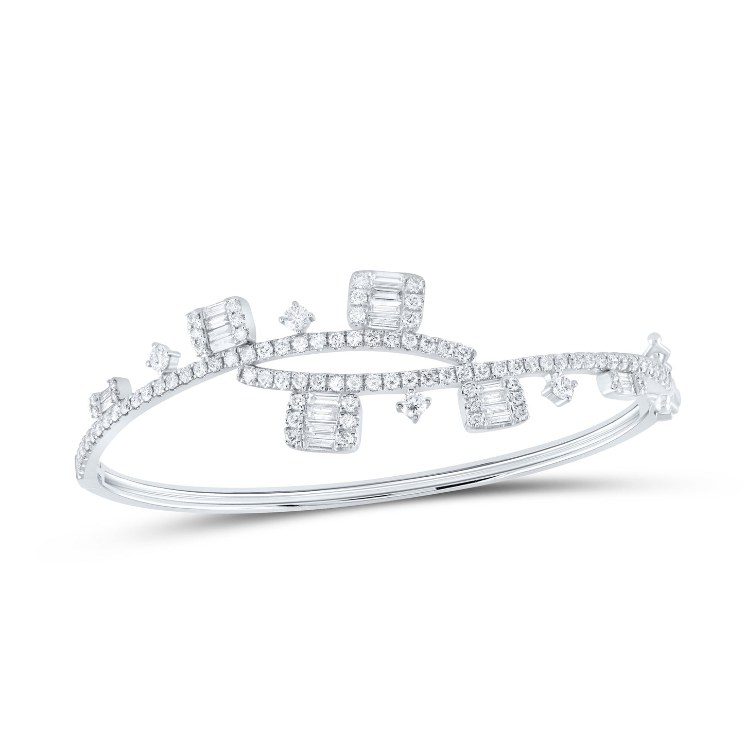 14kt White Gold 2 1/2 Cttw Diamond Ana M Fashion Bangle(50x60mm)