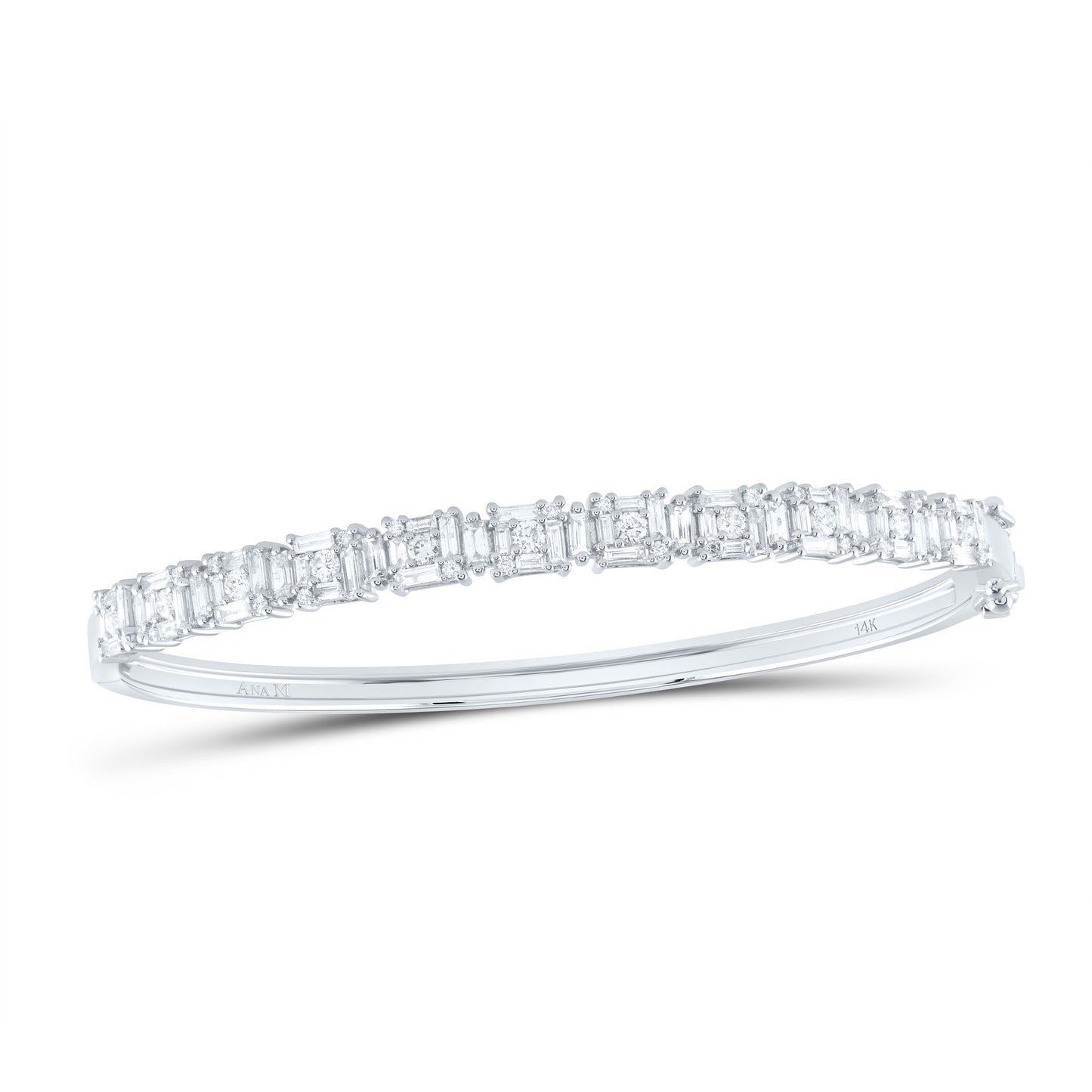 14kt White Gold 1 5/8 Cttw Diamond Ana M Fashion Baguette Bangle(50x60mm)