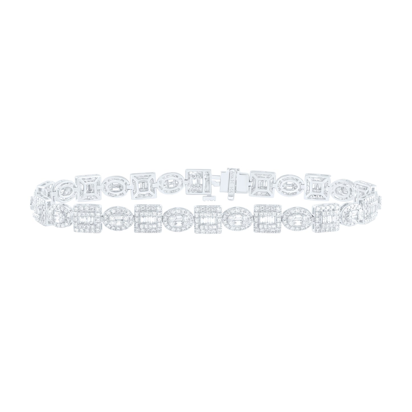 14kt White Gold 4 Cttw Diamond Am Fashion Men's Bracelet, Length: 8 Inch