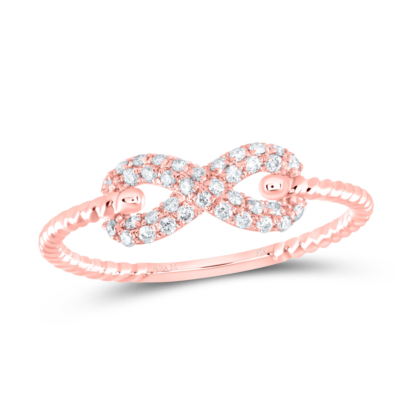 14K Rose Gold 1/5Ctw Natural Diamond Ana M Fashion Infinity Ring