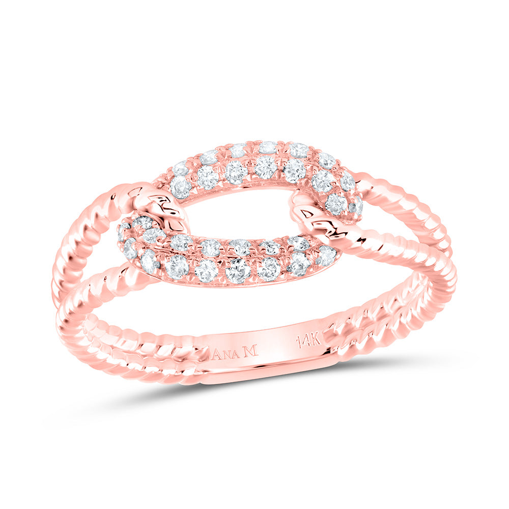 14kt Rose Gold 1/5 Cttw Diamond Ana M Bridal Wedding Engagement Anniversary Ring, Women Size: 5-9