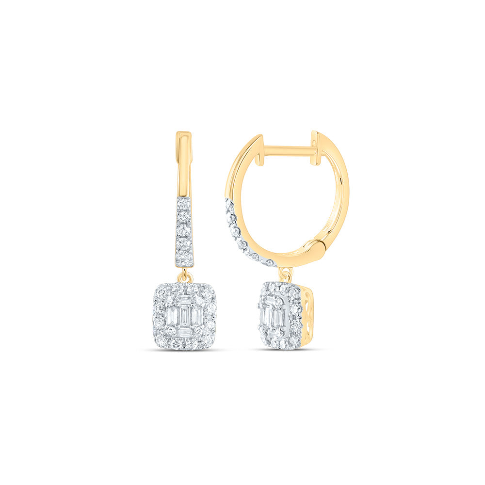 14kt Yellow Gold 1/2 Cttw Diamond Ana M Fashion Cushion Dangling Earring