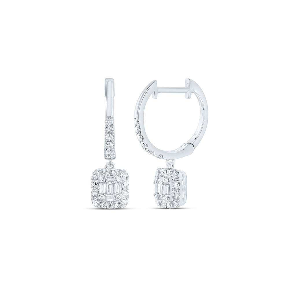 14kt White Gold 1/2 Cttw Diamond Ana M Fashion Cushion Dangling Earring