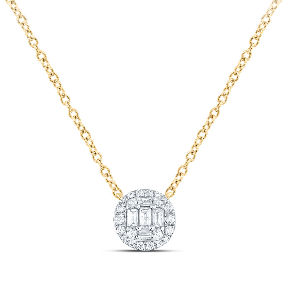 14kt Yellow Gold 1/4 Cttw Diamond Ana M Fashion Round Necklace, Length: 18 Inch