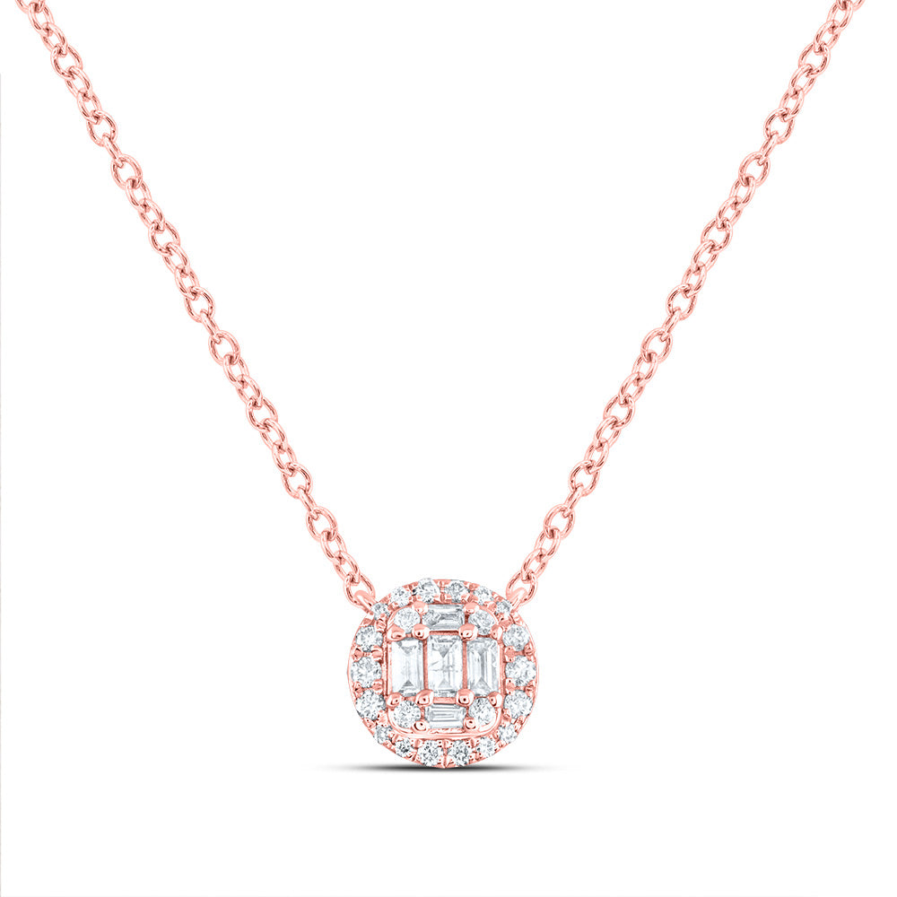14kt Rose Gold 1/4 Cttw Diamond Ana M Fashion Round Necklace, Length: 18 Inch