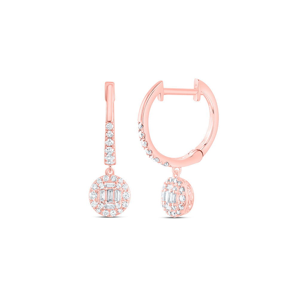 14kt Rose Gold 3/8 Cttw Diamond Ana M Fashion Round Dangling Earring