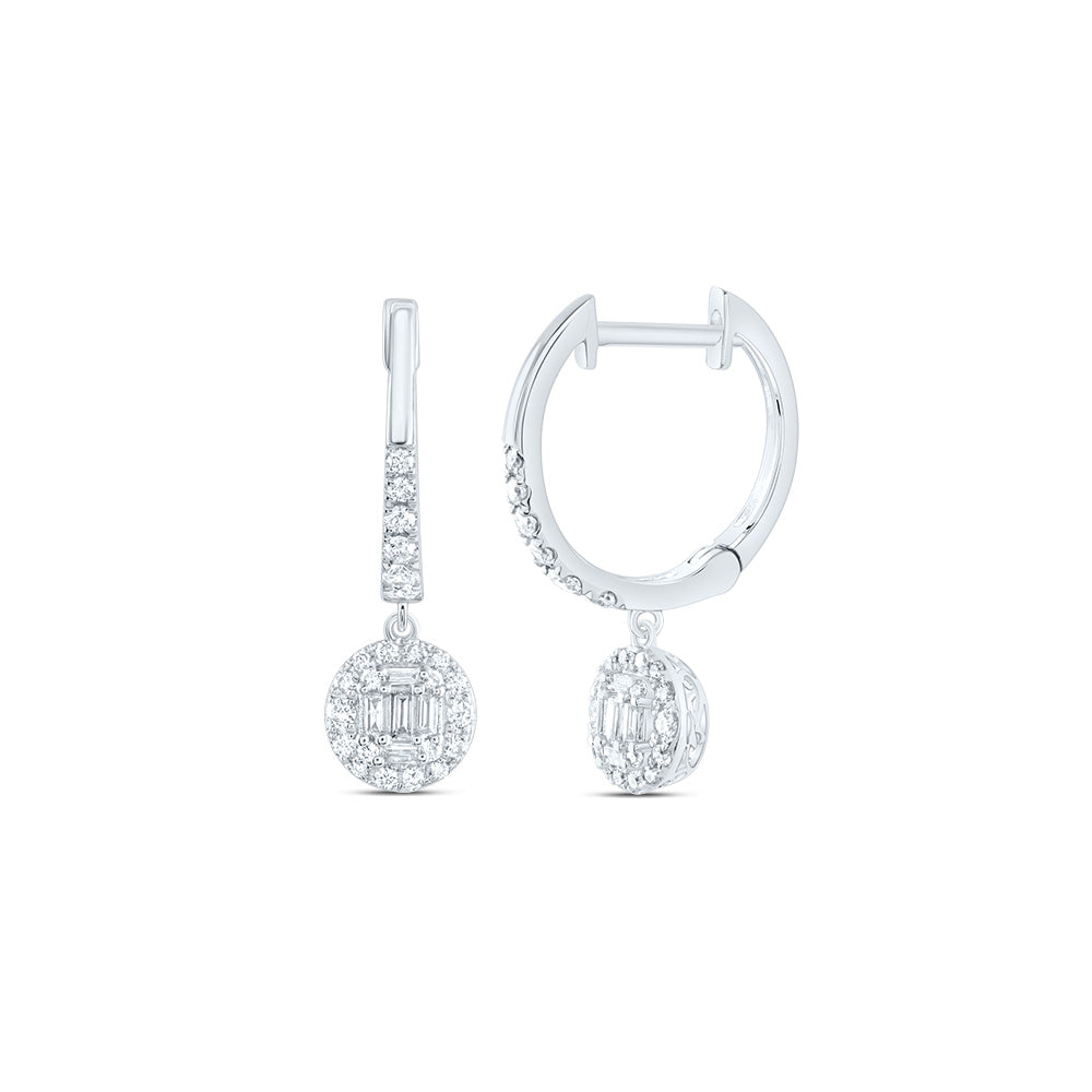 14kt White Gold 3/8 Cttw Diamond Ana M Fashion Round Dangling Earring