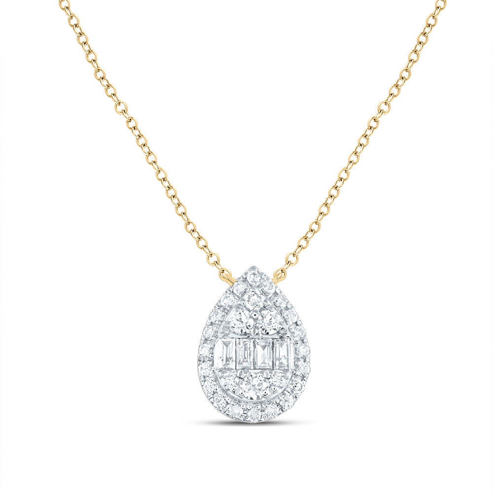 14kt Yellow Gold 1/2 Cttw Diamond Ana M Fashion Pear Necklace, Length: 18 Inch