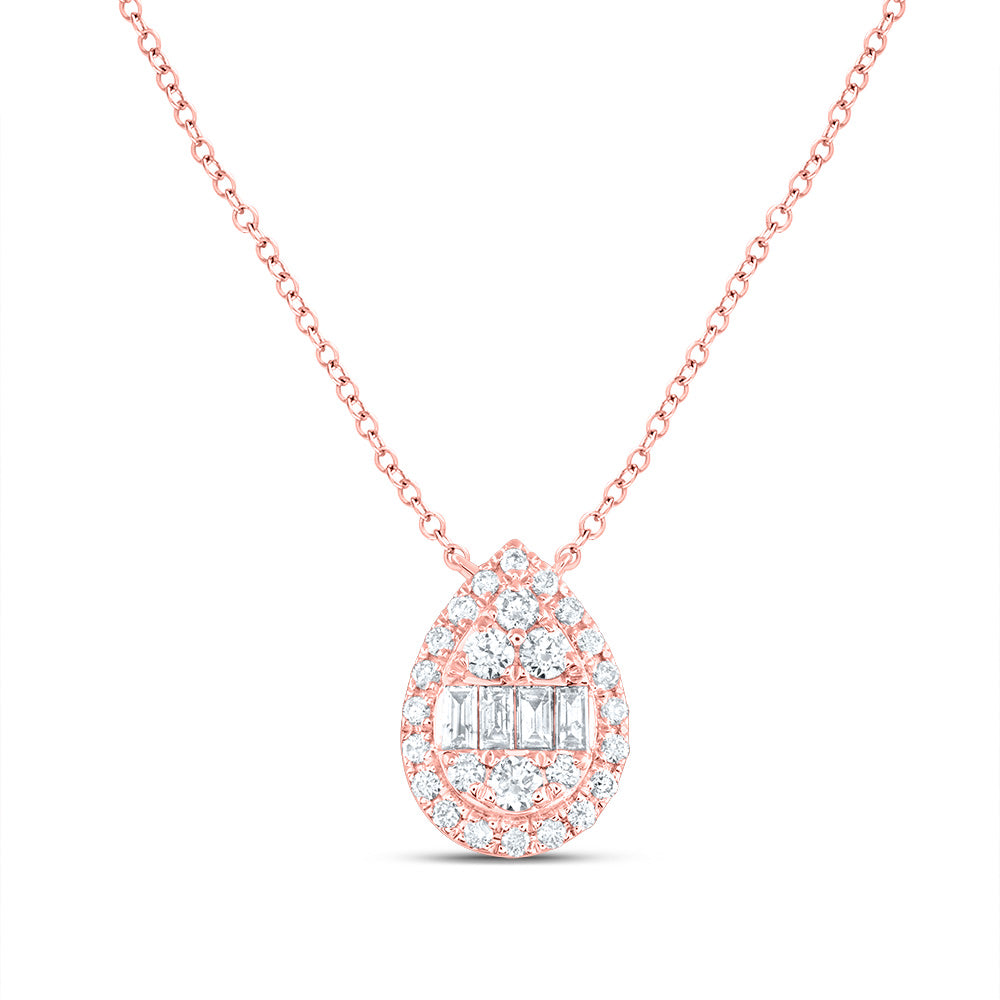 14kt Rose Gold 1/2 Cttw Diamond Ana M Fashion Pear Necklace, Length: 18 Inch