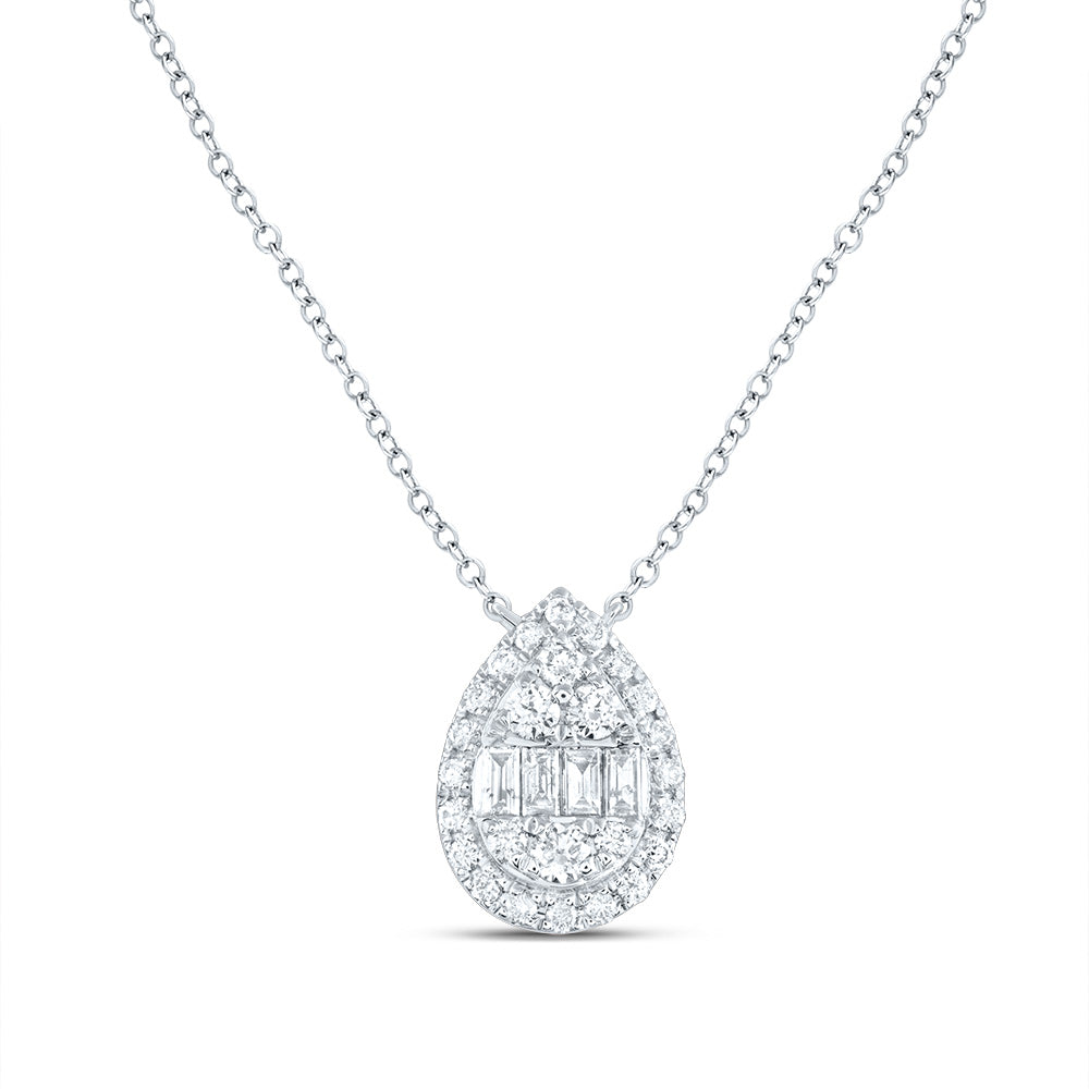 14kt White Gold 1/2 Cttw Diamond Ana M Fashion Pear Necklace, Length: 18 Inch