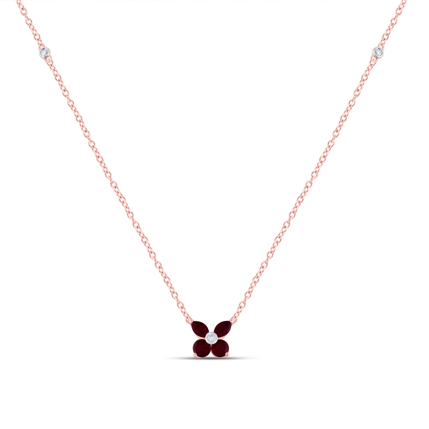 14kt Yellow Or White Or Rose Gold Diamond Ana M and-marquise, Round Natural Gem Necklace, Length: 18 Inch