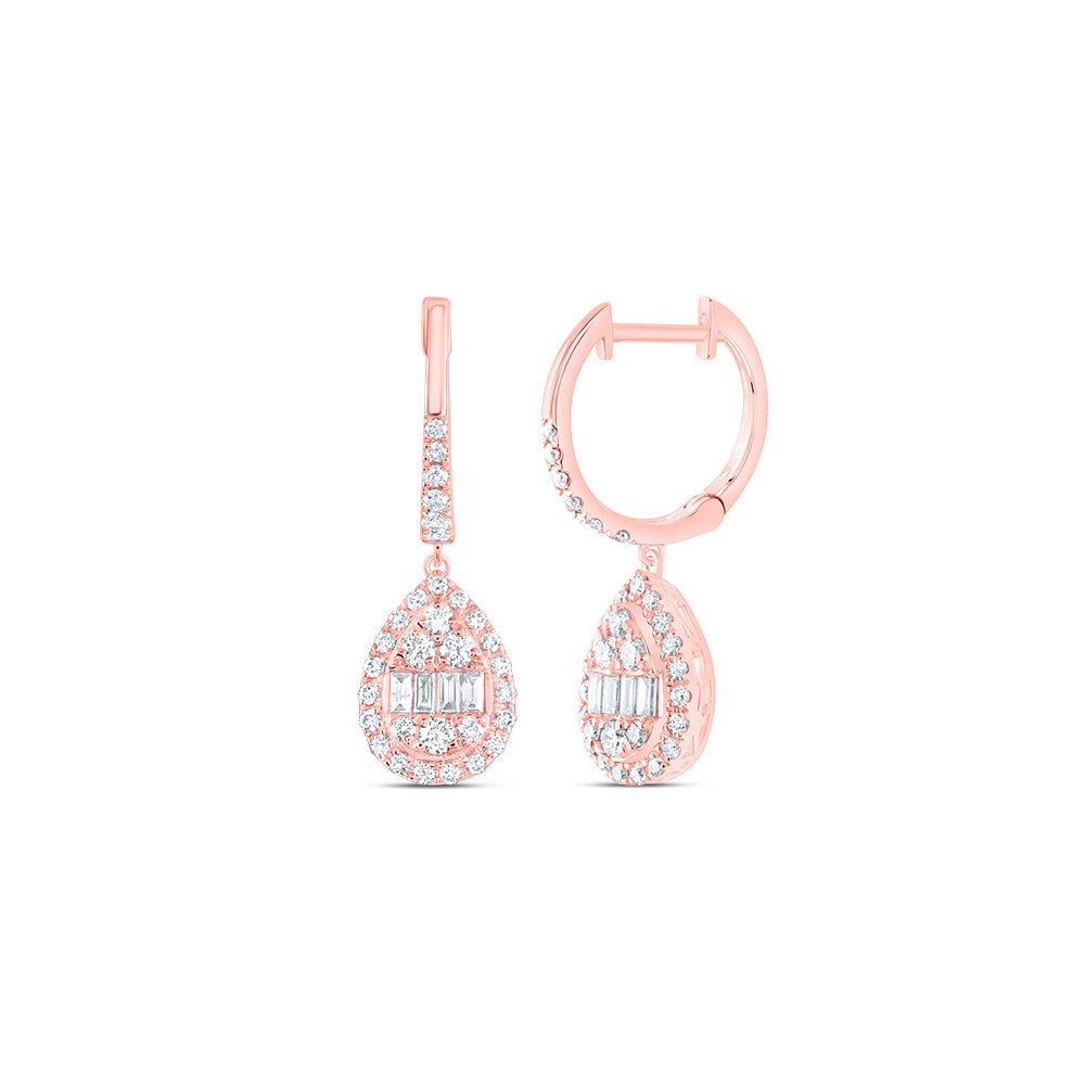 14kt Rose Gold 3/4 Cttw Diamond Ana M Fashion Pear Dangling Earring