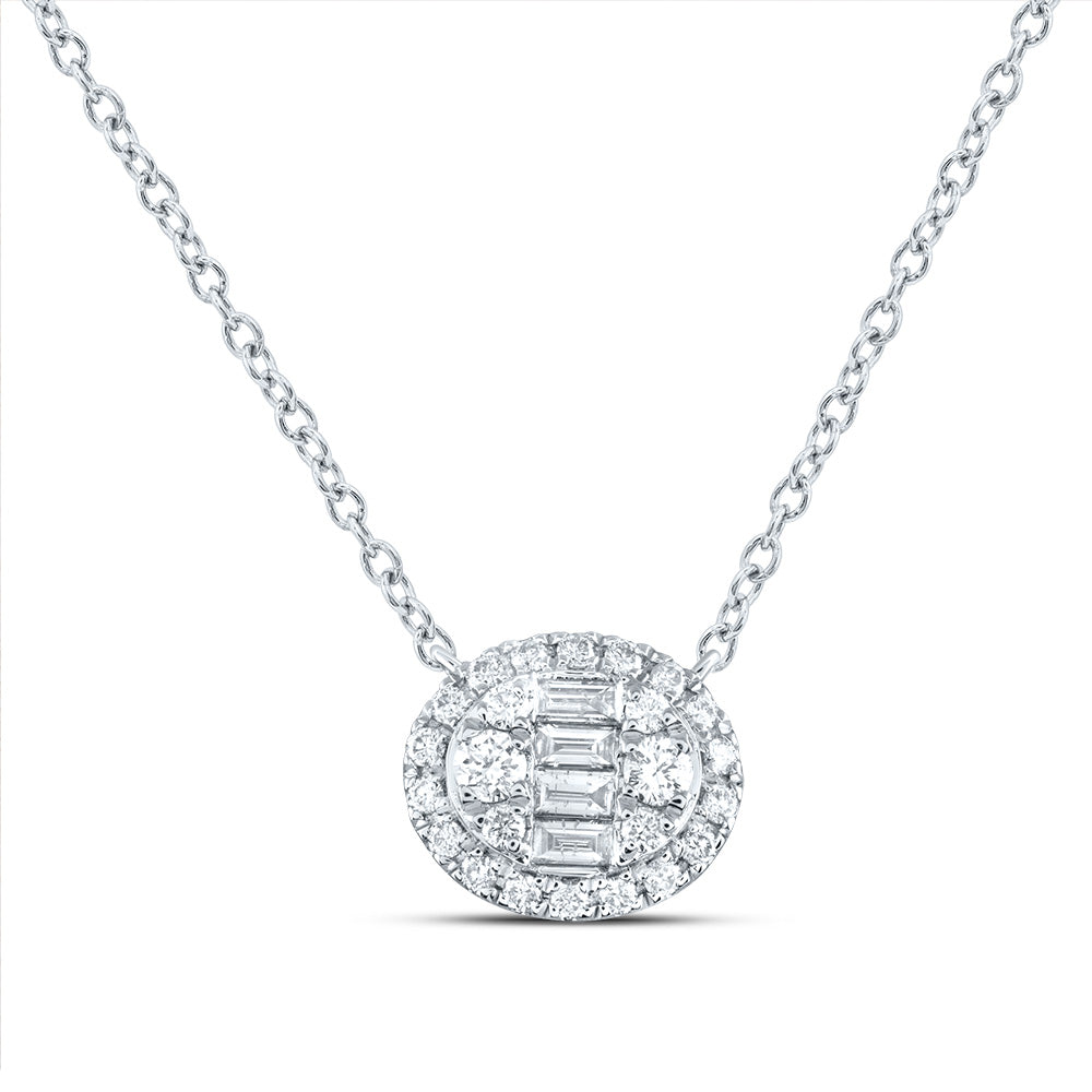 14kt White Gold 3/8 Cttw Diamond Ana M Fashion Oval Necklace, Length: 18 Inch