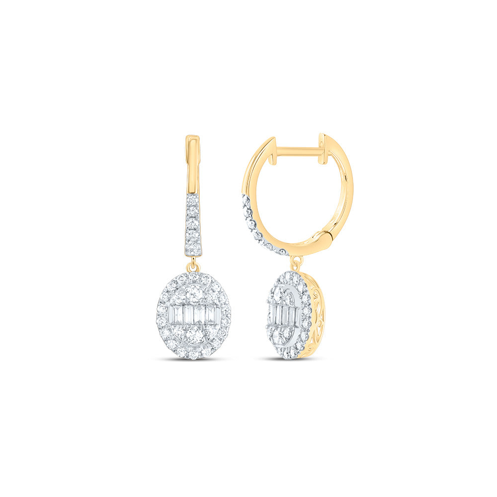 14kt Yellow Gold 3/4 Cttw Diamond Ana M Fashion Oval Dangling Earring