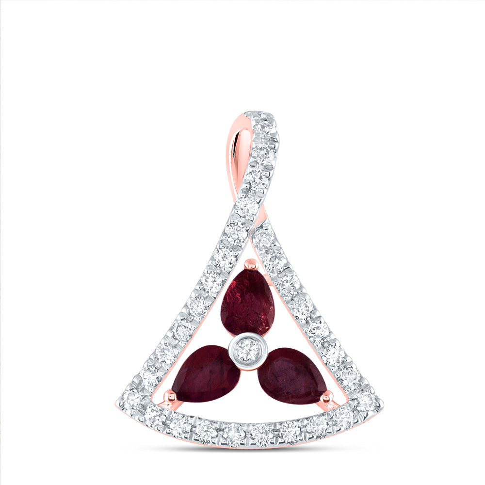 14kt Rose Gold 1/5 Cttw Diamond Ana M and 1/2 Cttw-ps Ruby Natural Gem Pendant