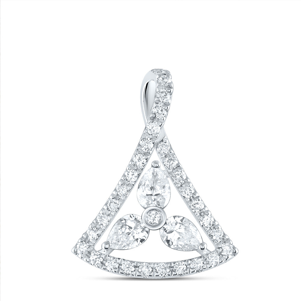 14K White Gold 3/8 Ctw Natural Diamond 1/4 Ct-Cps Fashion Pendnt