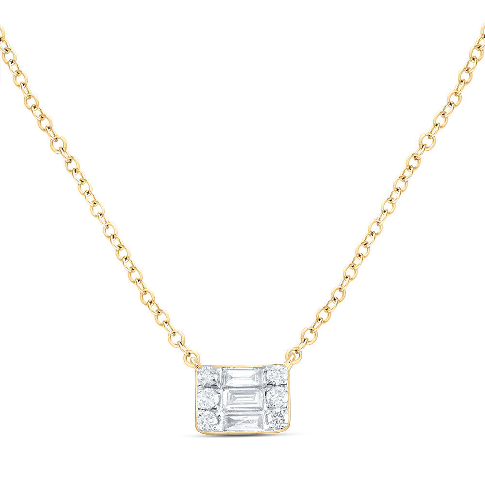 14kt Yellow Gold 1/5 Cttw Diamond Ana M Fashion Baguette Necklace, Length: 18 Inch