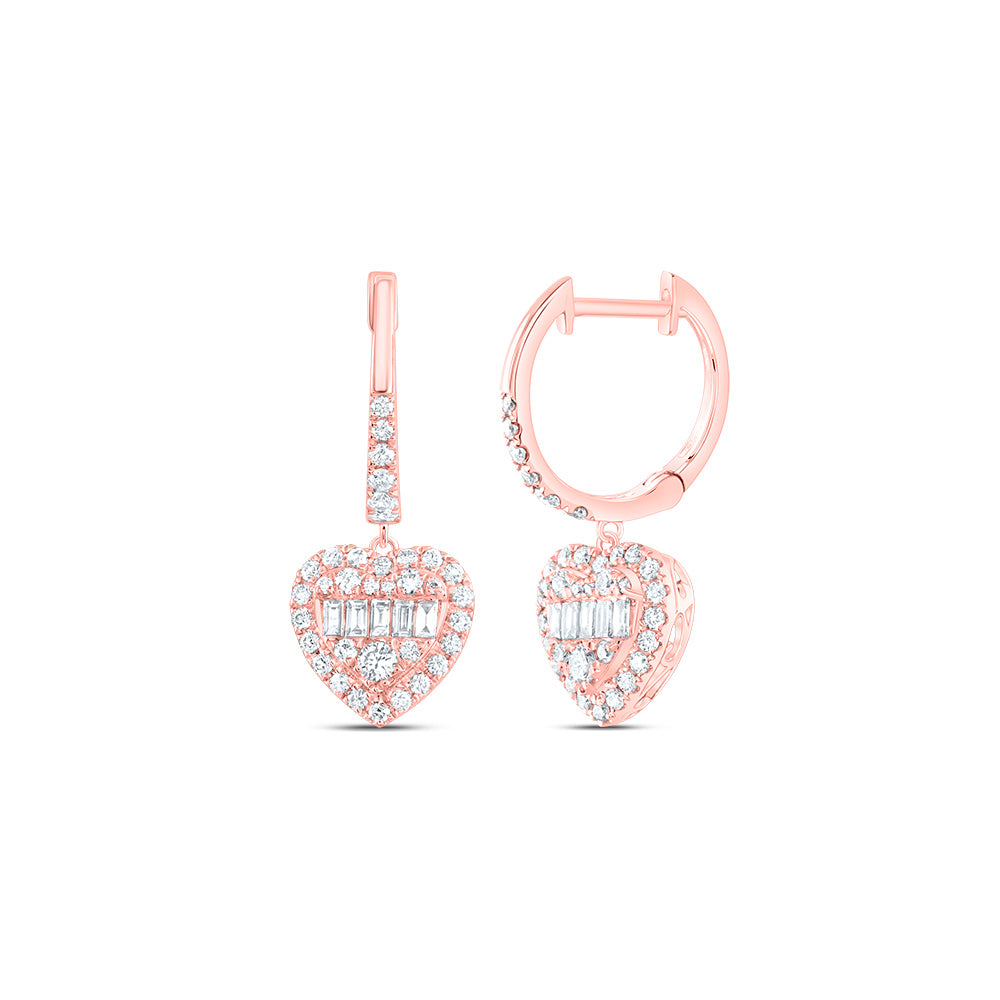14kt Rose Gold 3/4 Cttw Natural Diamond Ana M Fashion Heart Dangling Earring