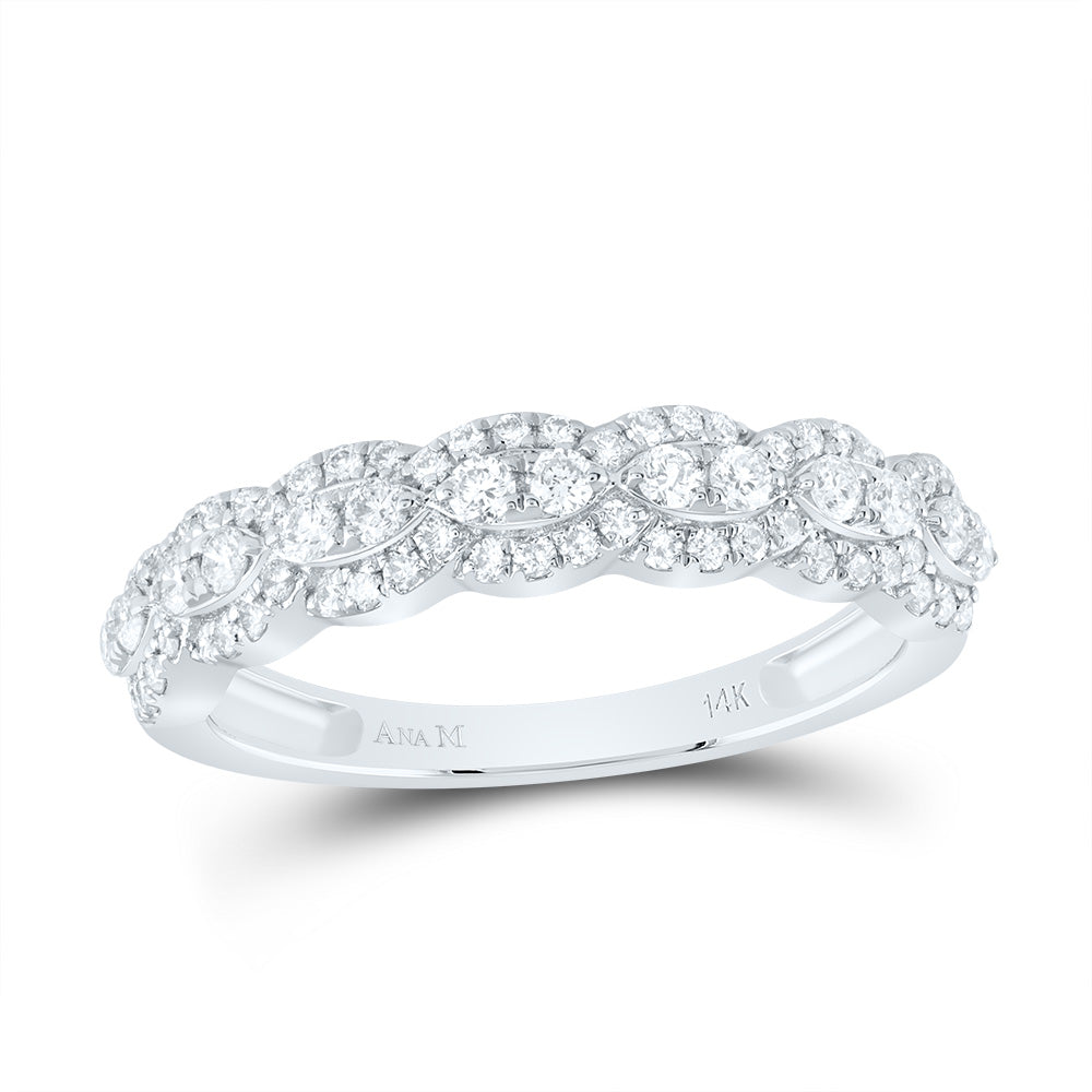 14kt White Gold 1/2 Cttw Diamond Ana M Fashion Bridal Wedding Engagement Anniversary Womens Band, Women Size: 5-9