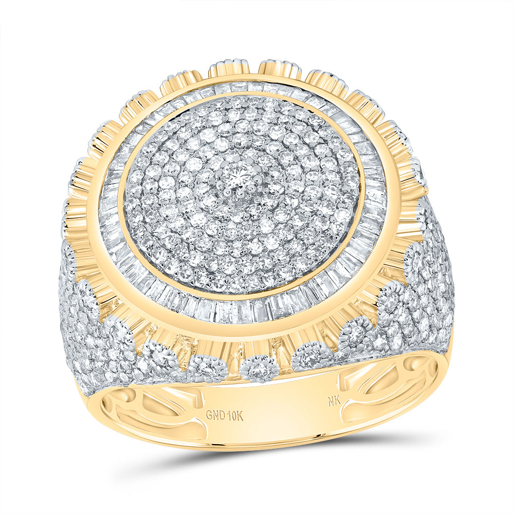 10kt Yellow Gold 2 Cttw Diamond Round Mens Ring, Men Size: 8-12