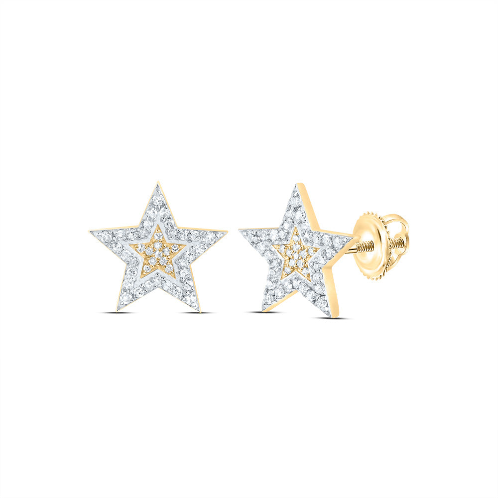 10K Yellow Gold 1/3 Ctw Diamond Star Mens Earring