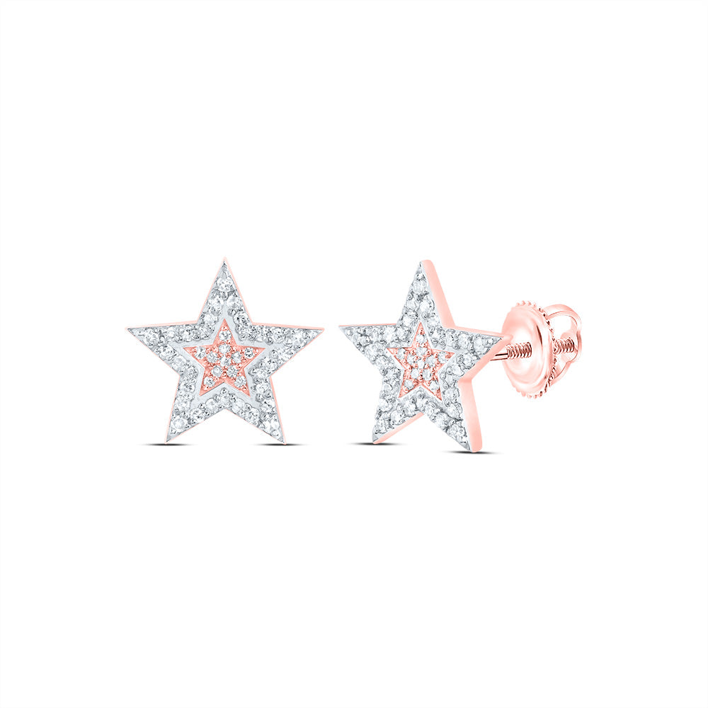 10kt Rose Gold 1/3 Cttw Diamond Star Mens Stud Earring