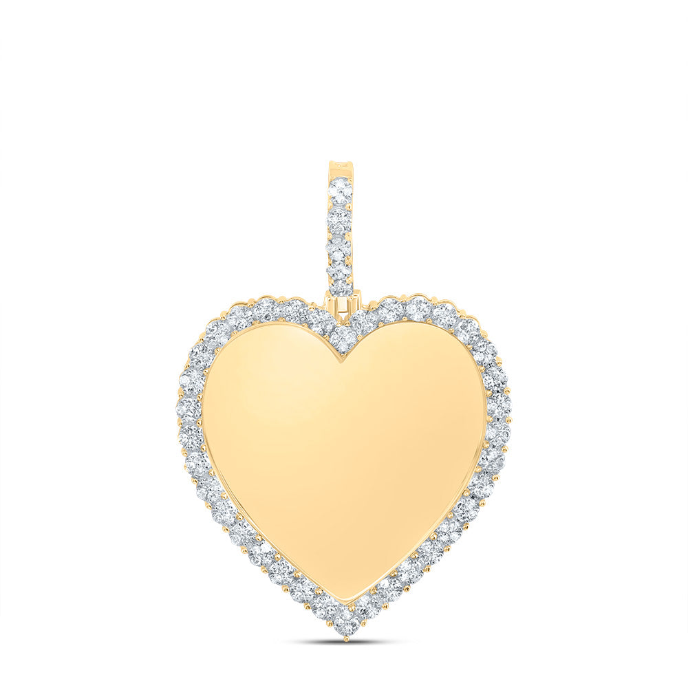 10kt Yellow Gold 1/2 Cttw Natural Diamond Fanuk Memory Heart Mens Charm