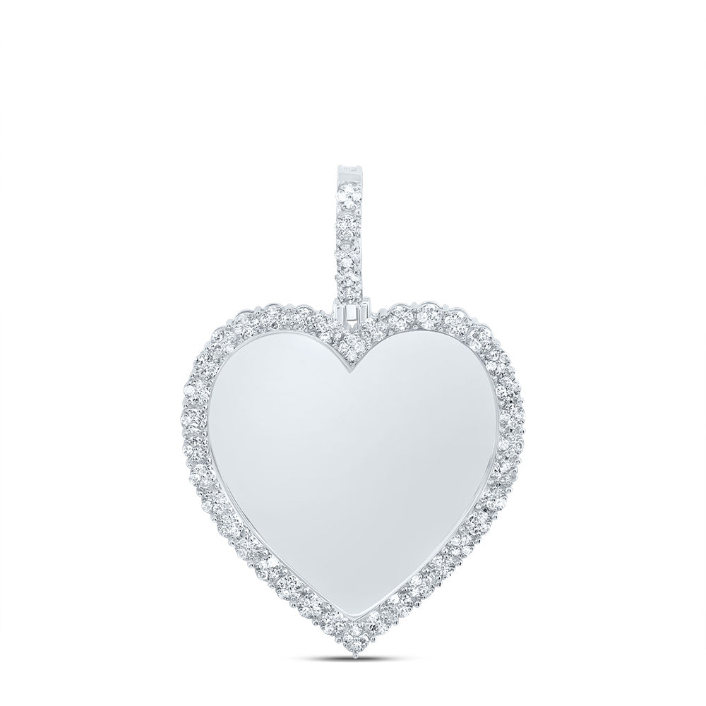 10kt White Gold 1/2 Cttw Natural Diamond Fanuk Memory Heart Mens Charm