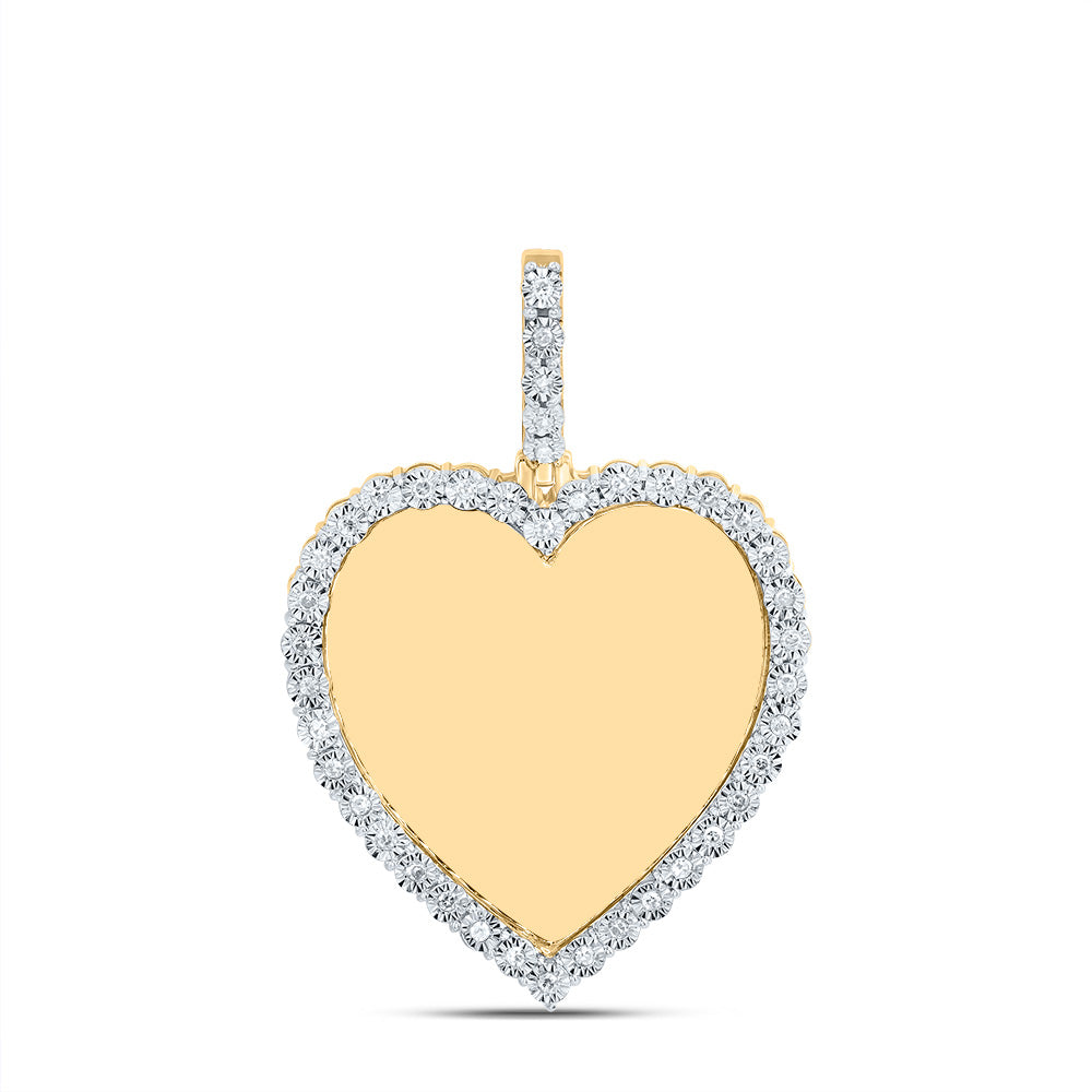 10kt Yellow Gold 1/5 Cttw Natural Diamond Fanuk Memory Heart Mens Charm