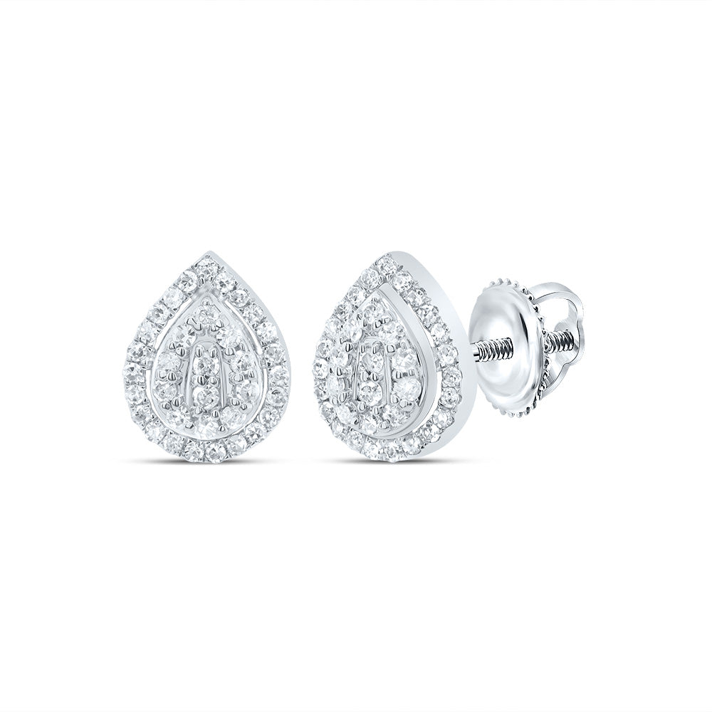 10kt White Gold 1/5 Cttw Diamond Pear Stud Earring