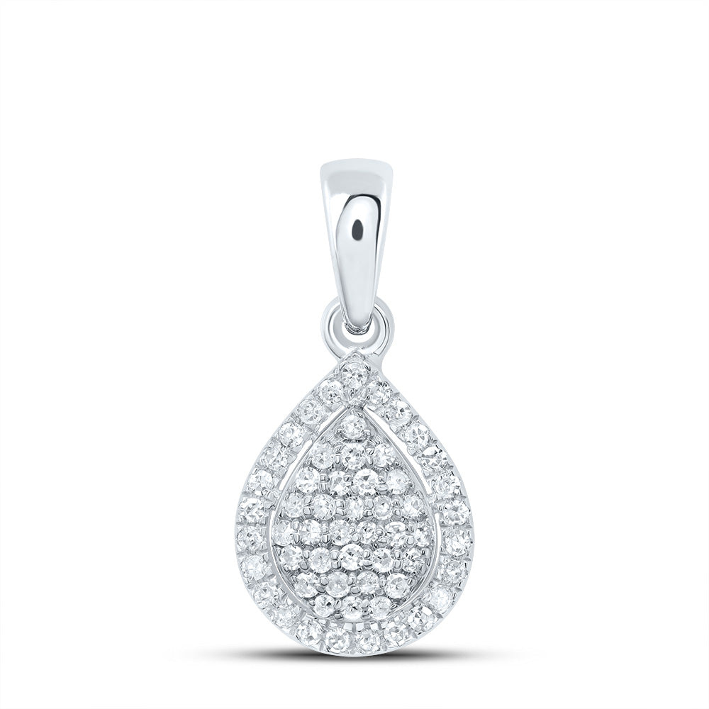 10kt White Gold 1/8 Cttw Diamond Pear Pendant