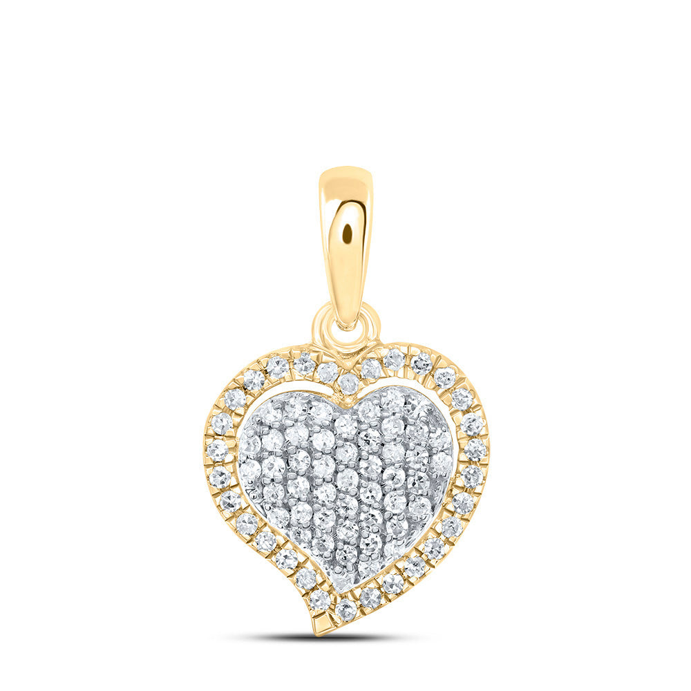 10kt Yellow Gold 1/5 Cttw Natural Diamond Heart Pendant