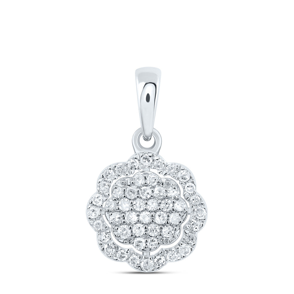 10kt White Gold 1/6 Cttw Diamond Flower Pendant