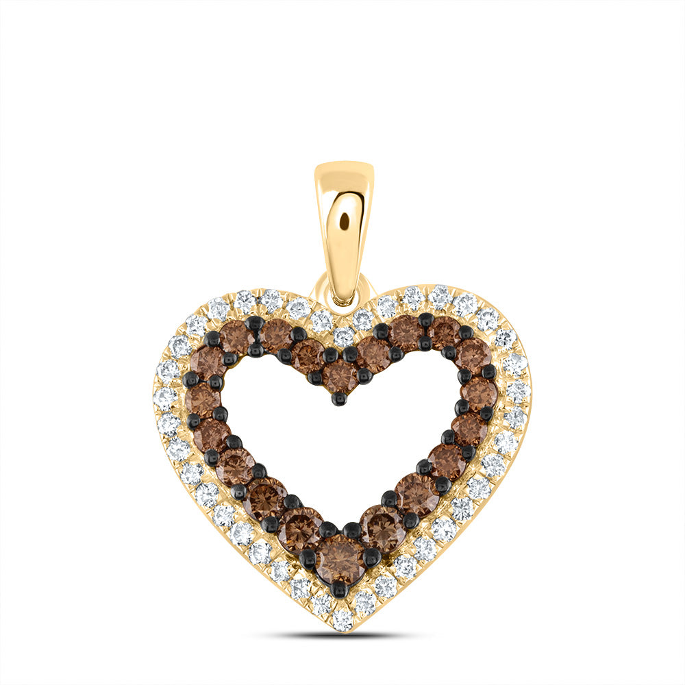 14kt Yellow Gold 1/2 Cttw Natural Diamond Ana M Cognac Natural Heart Pendant
