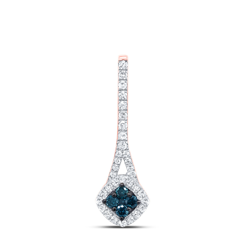 10kt Rose Gold 1/4 Cttw Diamond Blue Diamond Pendant