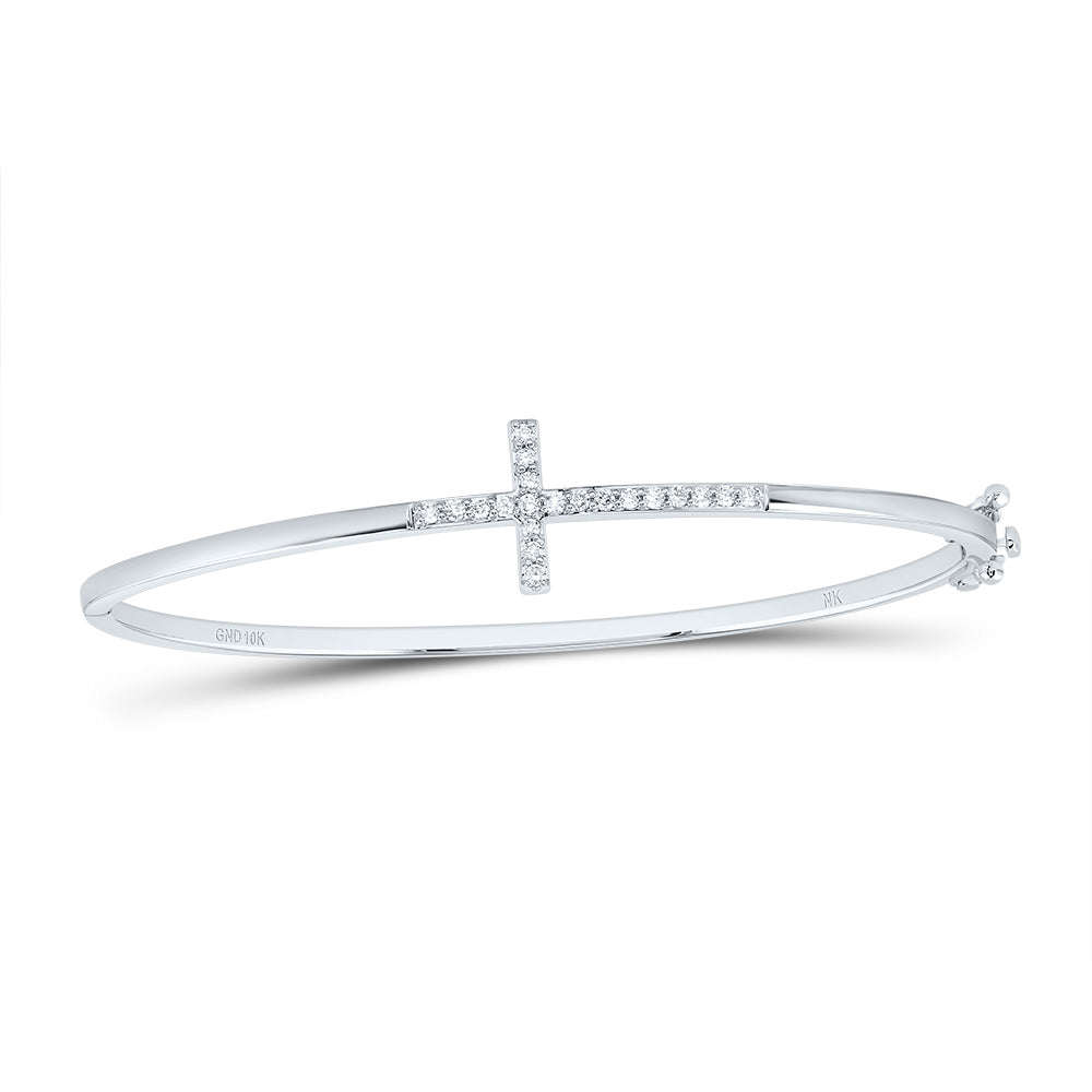 10kt Yellow Or White Gold Natural Diamond Fashion Cross Bangle (55x45)