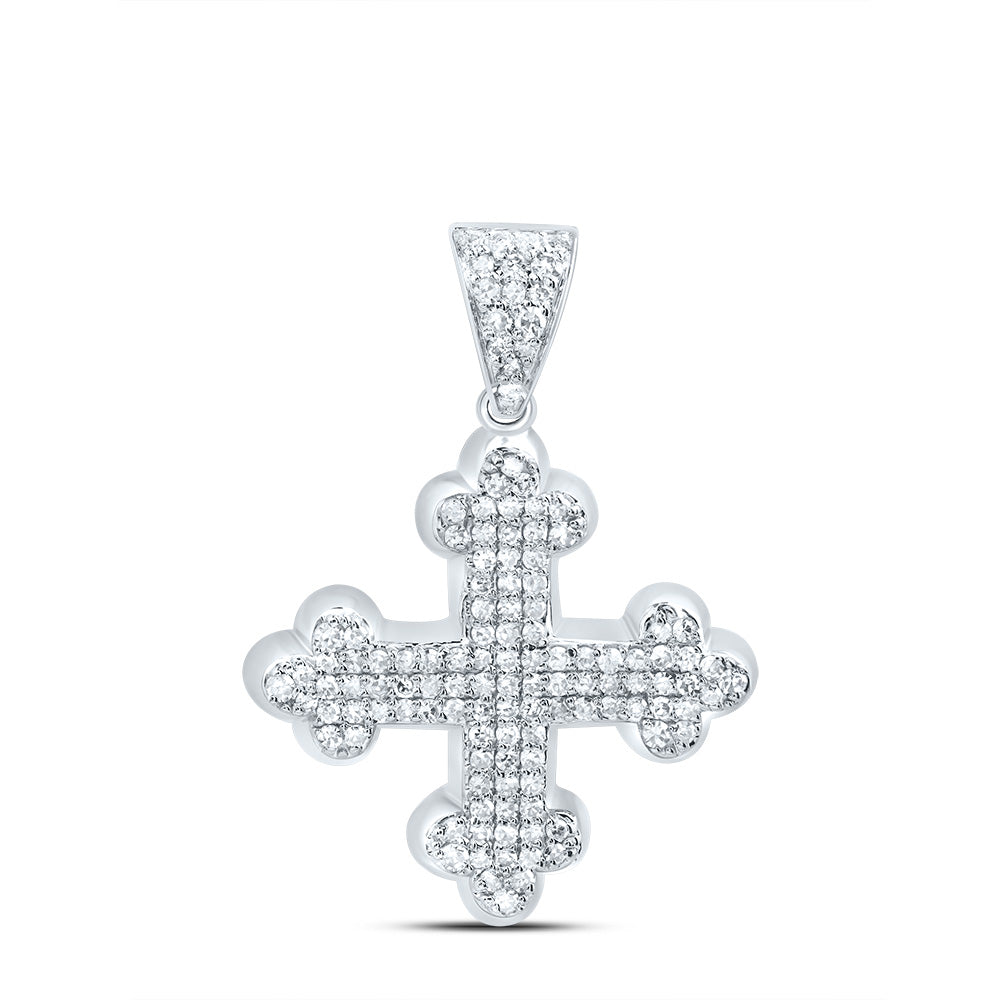 10kt White Gold 3/8 Cttw Diamond Fashion Cross Pendant