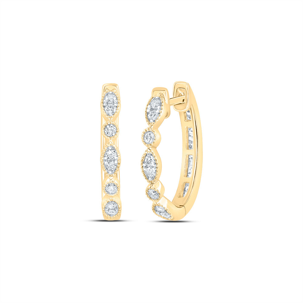 10kt Yellow Gold 3/8 Cttw Diamond Fashion Hoop Earring