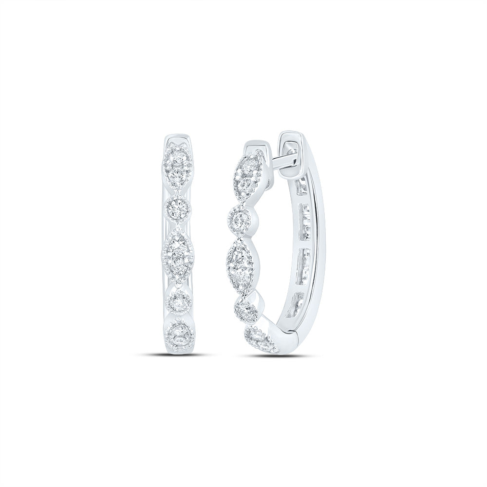 10kt White Gold 3/8 Cttw Diamond Fashion Hoop Earring